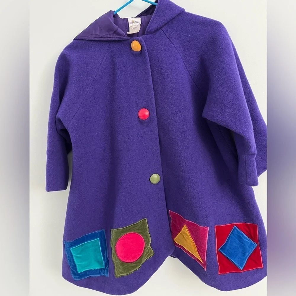 Vibrant Purple Kids Cape with Geometric Accents Size 5
